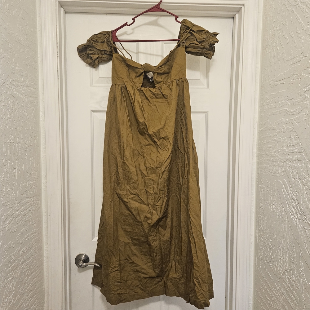 a new day Tan Off-Shoulder Midi Dress